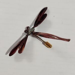 Elegant Dragonfly Brooch - Purple and Gold
